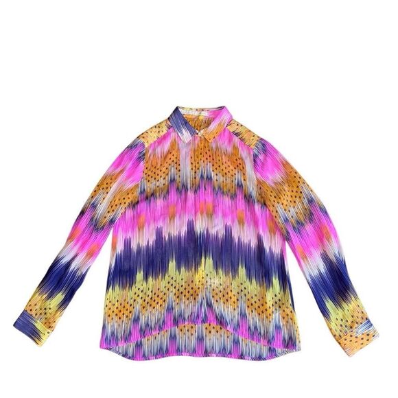 Anthropologie Leifsdottir 100% Silk Stripe Button Up Blouse Size 6 - Picture 1 of 7
